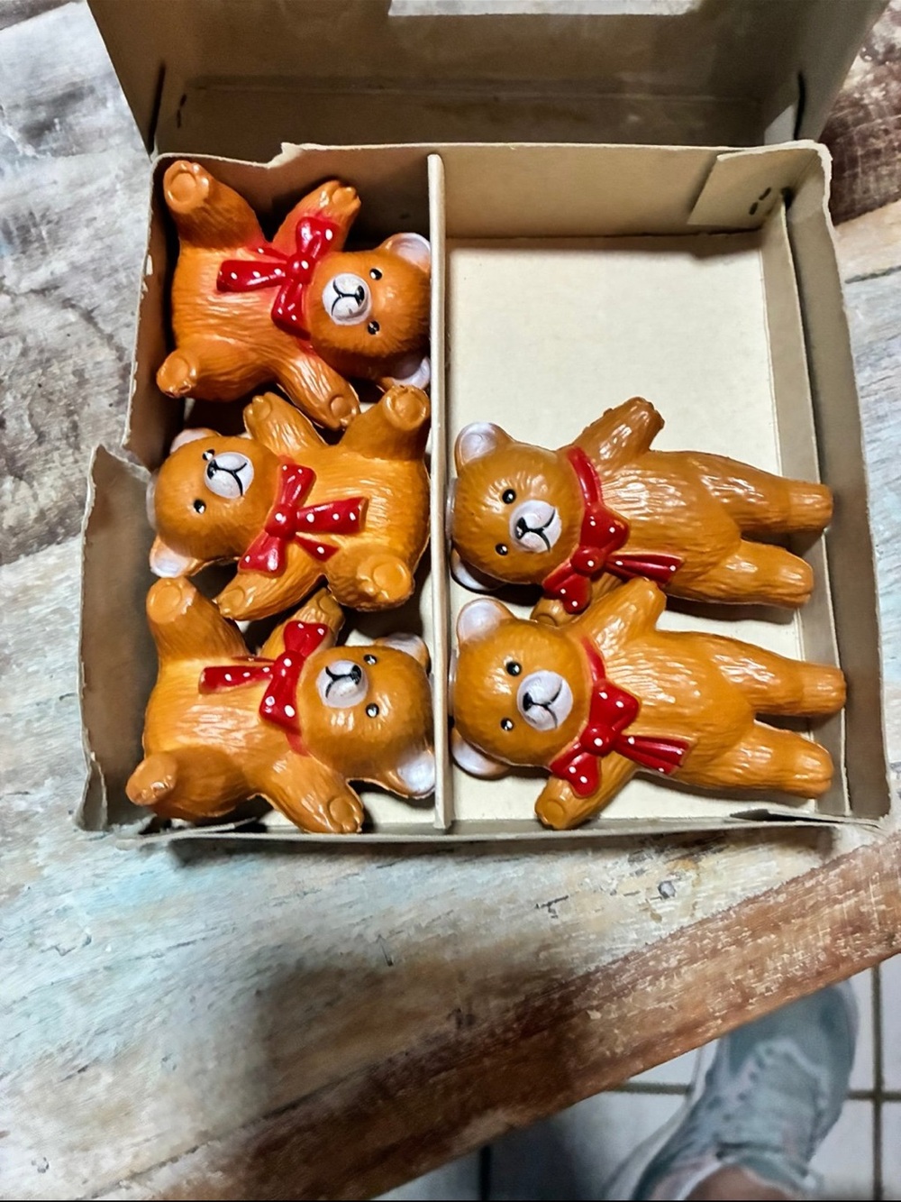 Current Inc Christmas Bear Wearing Bow Vintage Tree Light Covers Set Of 6